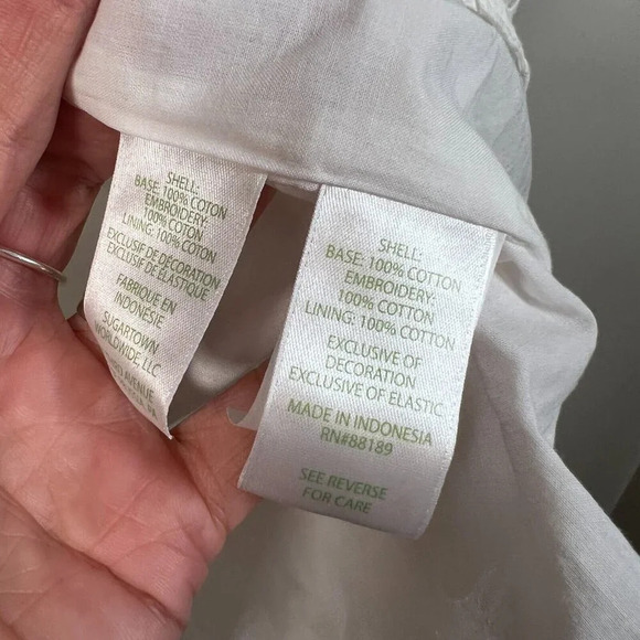 Lilly Pulitzer Raylee Eyelet Off The Shoulder Top Size XXS White Pom Poms Preppy - Picture 8 of 9